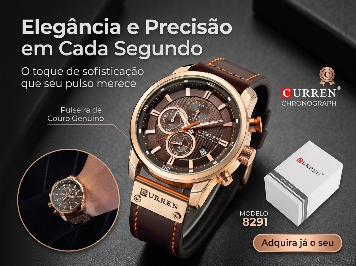 Relógio Curren Masculino 8291 Original Pulseira Couro Social